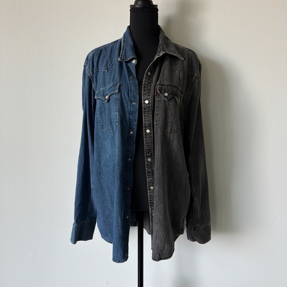Levi's Two-Tone Denim Shirt Jacket - Blue & Charcoal Gray